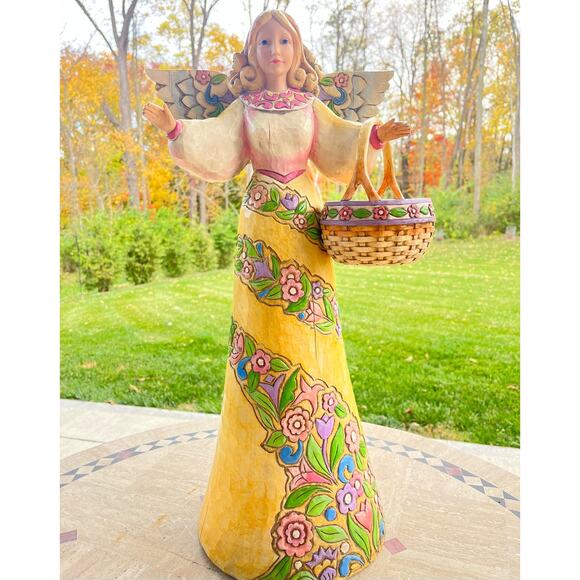 Jim Shore Angel Figurine Basket 21.5” Large Statue Stone Resin Sculpture Vtg '06 - Picture 2 of 16